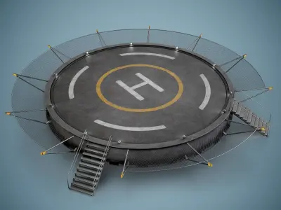 Helipad Circular Platform Low-poly 3D model