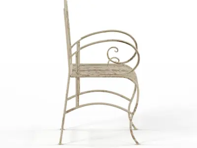 Maison Rouge Tennyson Distressed White Rustic Garden Chair 3D model