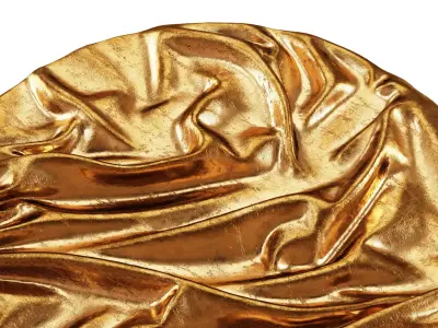 Decorative plaster round panel gold paint 3D model