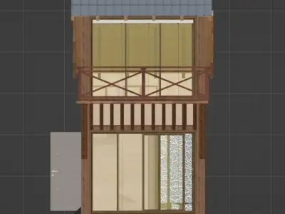 WOODEN HOUSE IN JAPANESE FLOWER FIELDS 3D model
