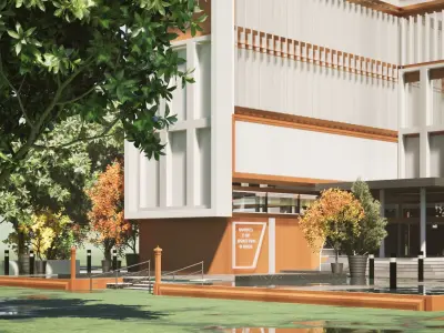 Hotel Building 3D Model with Water pool Low-poly 3D model