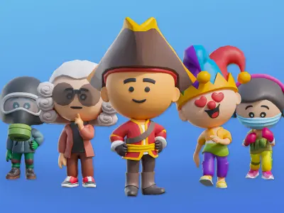 Cute Characters Low-poly 3D model