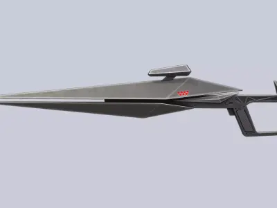 Minimalist scifi gun Low-poly 3D model