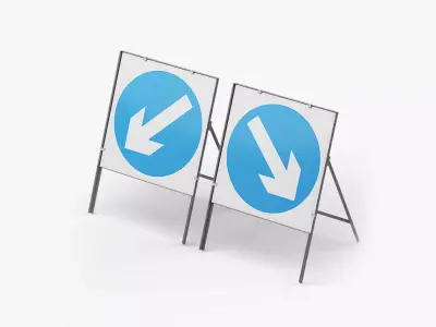 Keep Left Right Square Road Sings 3D Model Pack