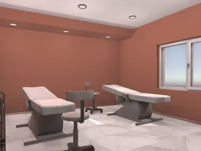 Massage room - interior and props Low-poly 3D model