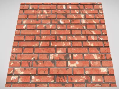 Old Brick Wall Mid-Poly Tile Low-poly 3D model