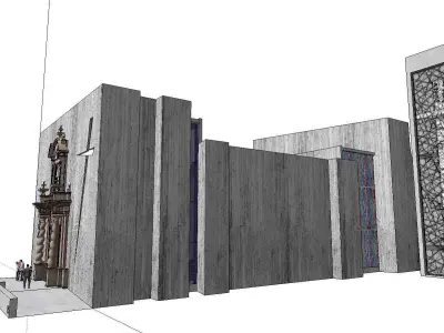 Architecture-Religion-God-Culture-Temple-094 church with cross 3D model