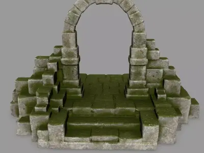 gate 9 archway with moss Low-poly 3D model