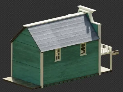 american wildwest cowboy town building Low-poly 3D model