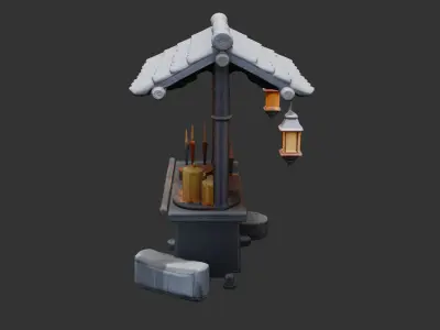 Medieval Candle and Lantern Stall Low-poly 3D model
