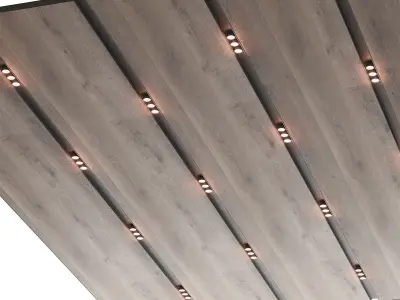 Wooden suspended ceiling with lighting 47 3D model