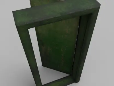 Interroom door with frame Low-poly 3D model