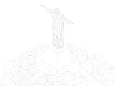 Low Poly Christ Redeemer Landmark Low-poly 3D model