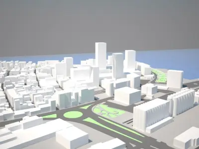 Low Poly Cityscape All Buildings are Lowpoly  Low-poly 3D model