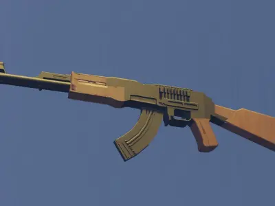AK47 game ready rifle on sky Low-poly 3D model