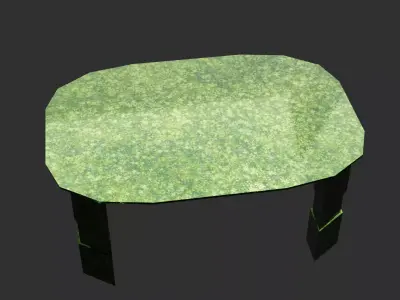 Metal living room table with noodles animation Low-poly 3D model