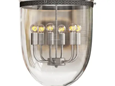 Flamant ruford glass 6 lamps chandelier 3D model