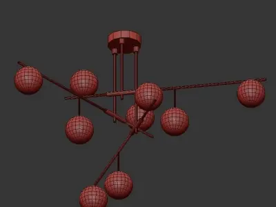 AX349 chandelier with brass and glass balls 3D model