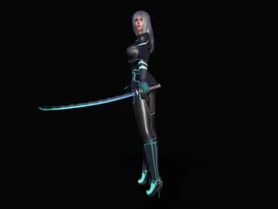 Katana Girl Low-poly 3D model