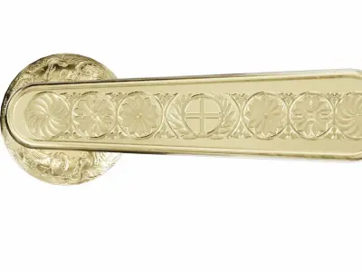 Door-handle gold door handle with ornate design Low-poly 3D model