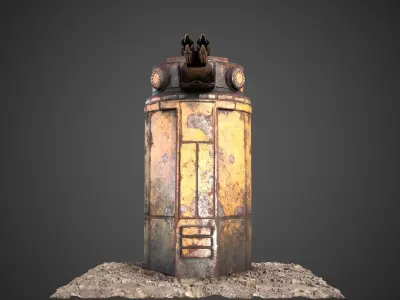 Sci-fi Gun turret of Saratoga class carrier Low-poly 3D model