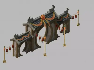 Game Architecture - brothels - house lanterns 3D model