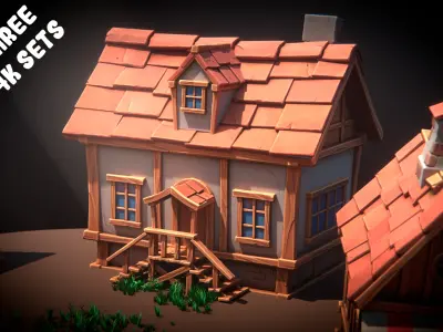 Medieval stylized pack Low-poly 3D model