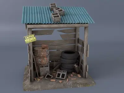 Scrap cabine asset Low-poly 3D model