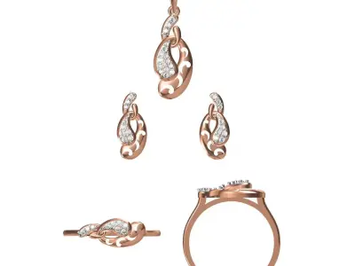 Light wt Ring Earrings Pendant set 3dm stl 1-render details 3D print model 15