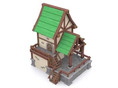 cartoon house Low-poly 3D model 10