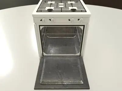PBR Oven box on table Low-poly 3D model