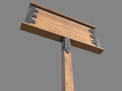 Wooden Billboard PBR Low-poly 3D model