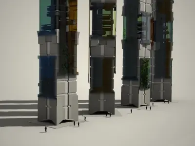 Iso Tower09 Low-poly 3D model