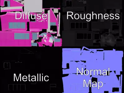 Vibrant Pink House model pack Low-poly 3D model