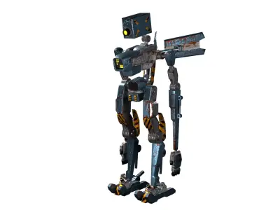 Rigged old robot 3D model Low-poly 3D model