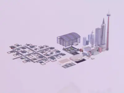 Mega Building Pack - 65 Pack Low-poly 3D model