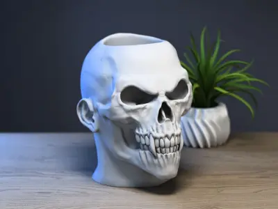 Skull pen holder Cyborg pen holder 3D print model