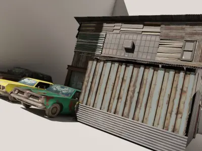 Shanty Garage for Scenes and Games Low-poly 3D model