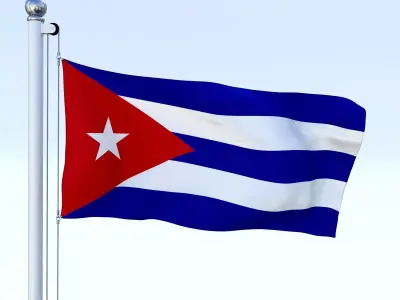 Animated Cuba Flag Low-poly 3D model
