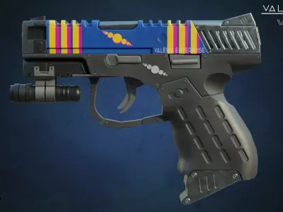 Sci-fi Pistol Low-poly 3D model 16