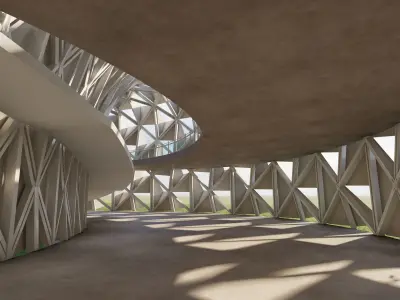 Modern temple with parametric cover 3D model