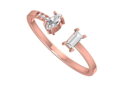 Solitaire Women Light Weight Baguette Marquise stone Band Ring 3D print model