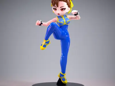 Mini Chun Li Alpha Outfit 03 - Street Fighter Game Figure 3D print model