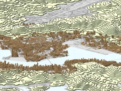 HONGKONG urban planning maquett  building  3D Topography MODEL 3D model