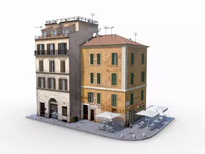 Old Italian Buildings Low-poly 3D model