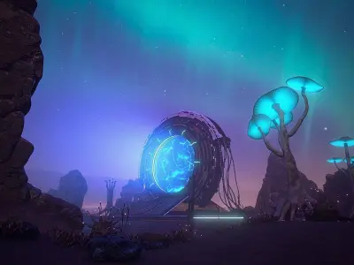 Scifi Desert Portals scence 3D model