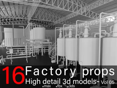 16 Factory Props-High detail 3d models- Vol 05 3D model