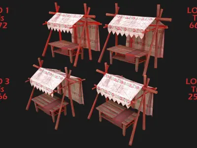  Market Stall Tent  Low-poly 3D model