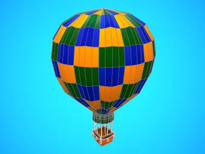 HOT AIR BALLOON CARTOON STYLIZED 04 Low-poly 3D model