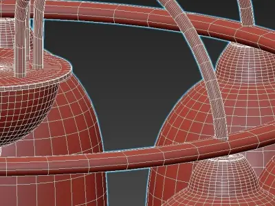 artee ceiling light fixture with six lamps 3D model